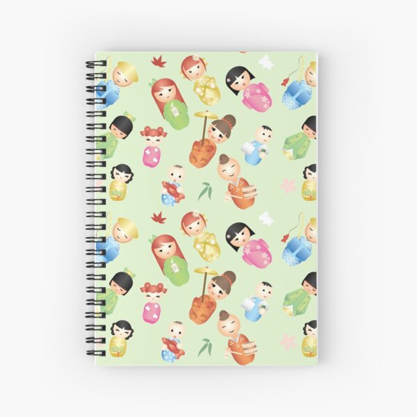 Kokeshi - Japanese Wooden Dolls Spiral Notebook