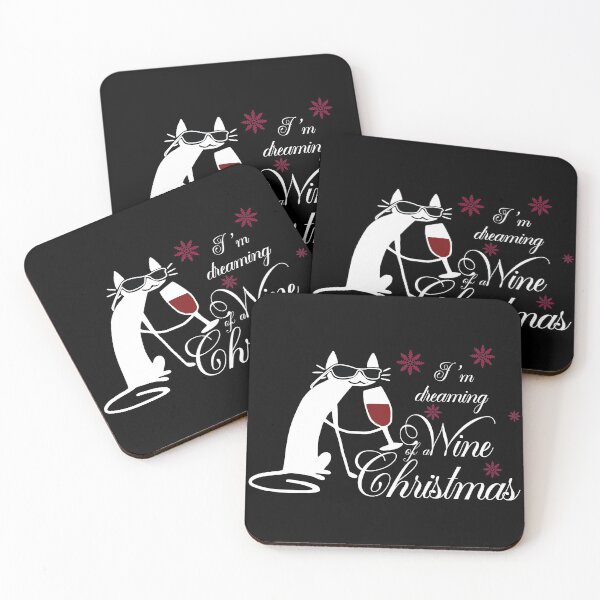 Item preview, I am Dreaming Of A Wine Christmas Cat Funny Holiday Red Wine Gift designed and sold by PinkPandaDesign.