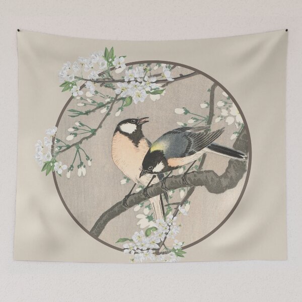 Item preview, Cool Vintage Japanese Garden Birds On Cherry Blossom Branch designed and sold by TrulyEpoque.