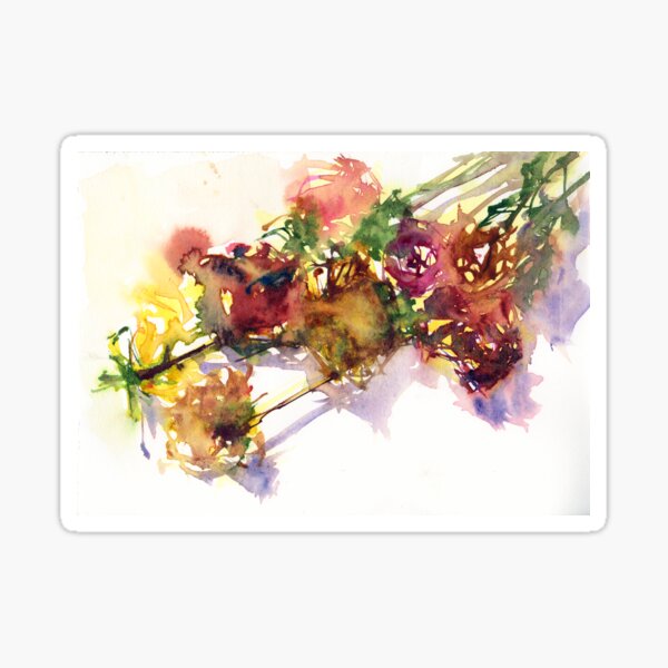 Watercolour painting of roses Day 401. Sticker
