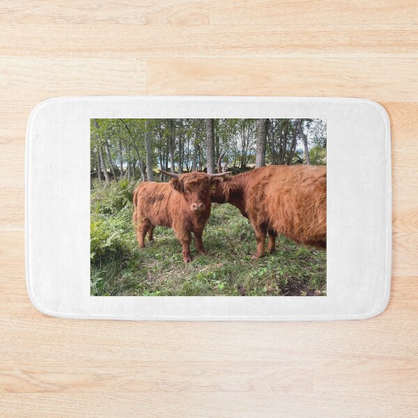 Item preview, Scottish Highland Cattle Cow and Calf in forest 2972 designed and sold by SaarelaHighland.