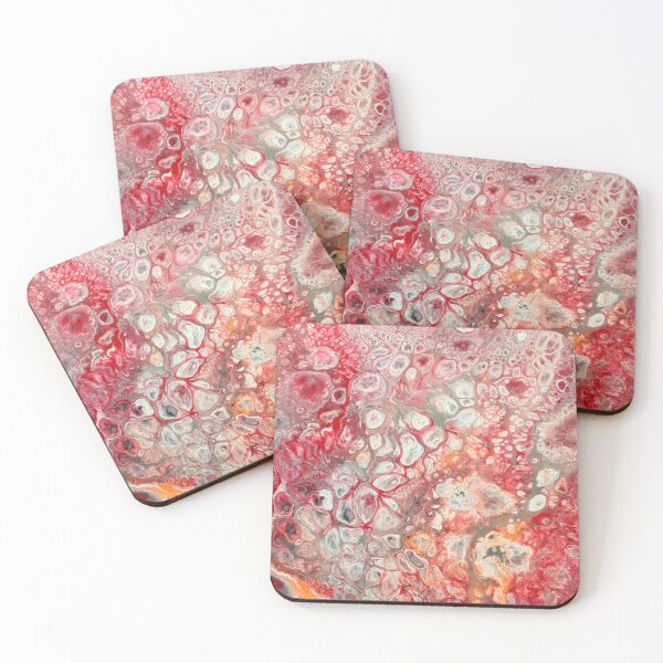 Item preview, Red Fossil Fantasy Acrylic Fluid Art designed and sold by ArtandSoulFluidArt.