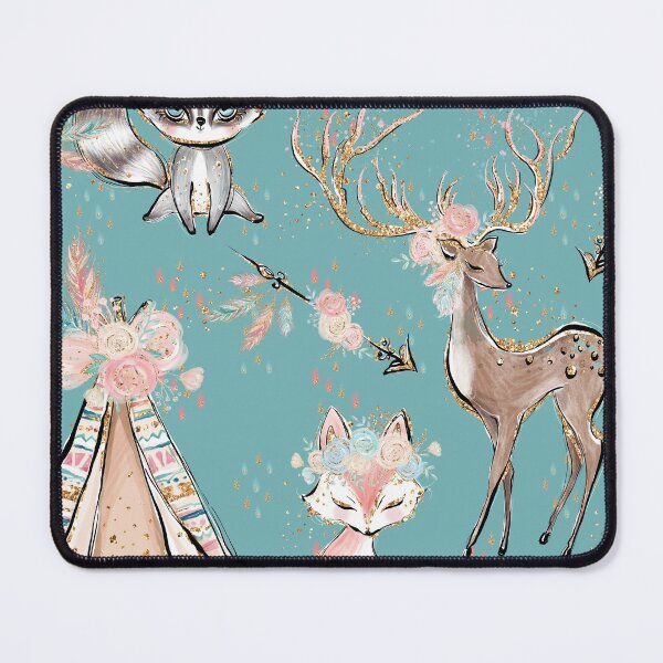 Item preview, Girly Boho with deer, raccoon, fox, tipi designed and sold by Rainbows Galore.