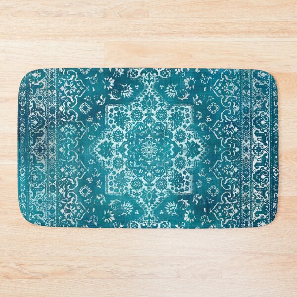 Item preview, PERSIAN CARPET MONOCHROME TEAL HEAVY DISTRESSED designed and sold by Octavia Soldani.