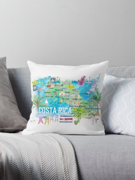 Artikel-Vorschau von Illustrierte Reisekarte von Costa Rica mit Straßen und Highlights, designt und verkauft von artshop77.