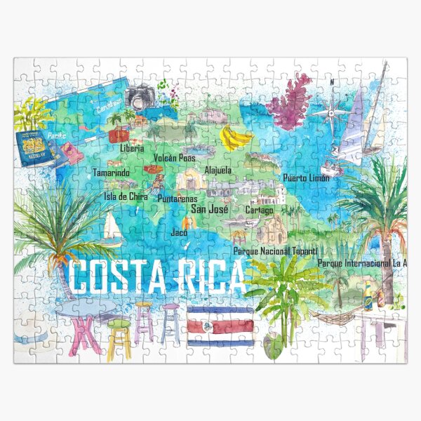 Item preview, Costa Rica Illustrated Travel Map with Roads and Highlights designed and sold by artshop77.