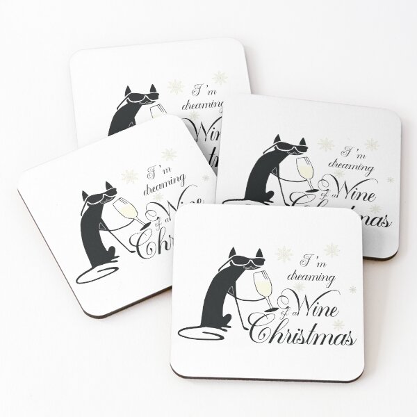 Item preview, I am Dreaming Of A Wine Christmas Cat Funny Holiday Red Wine Gift designed and sold by PinkPandaDesign.