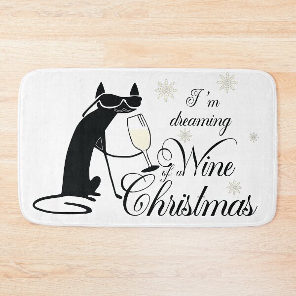 Item preview, I am Dreaming Of A Wine Christmas Cat Funny Holiday Red Wine Gift designed and sold by PinkPandaDesign.