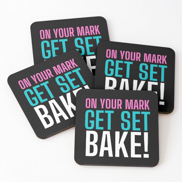 Item preview, On Your Mark, Get Set, Bake! Text only design. Multi colour text. Capitals designed and sold by JellyBeenzz.