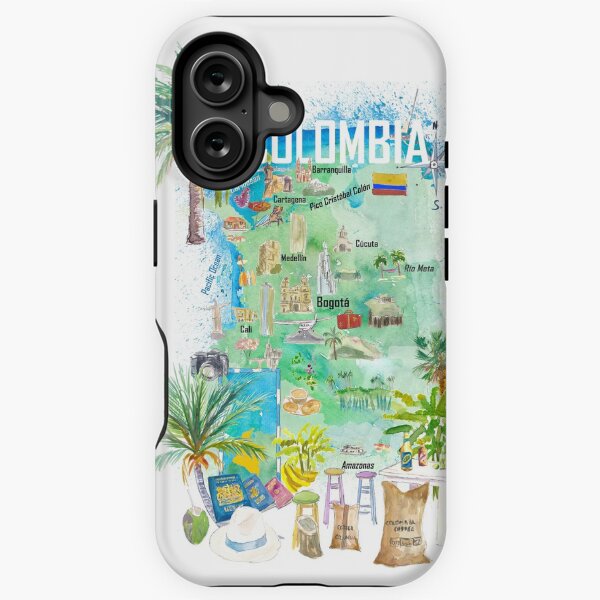 Item preview, Colombia Illustrated Travel Map With Tourist Attractions And Highlights designed and sold by artshop77.