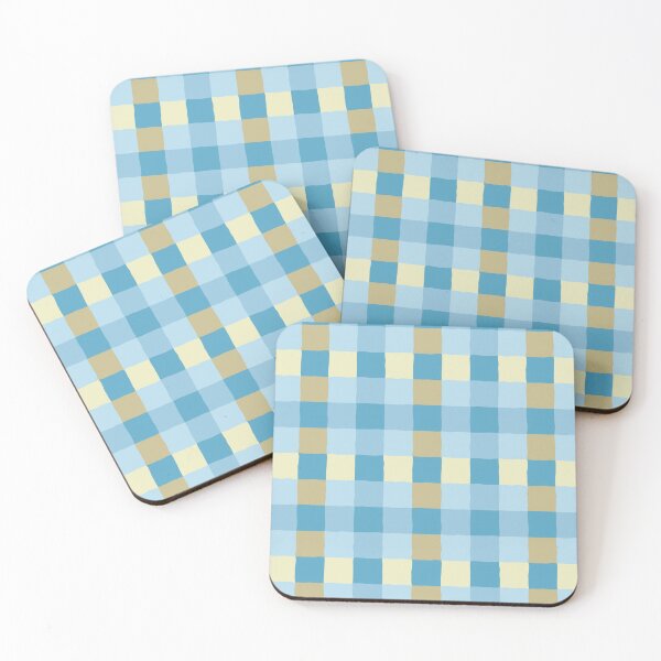 Item preview, irregular gingham pattern in blue and beige designed and sold by colorofmagic.