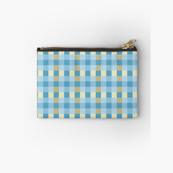 Item preview, irregular gingham pattern in blue and beige designed and sold by colorofmagic.