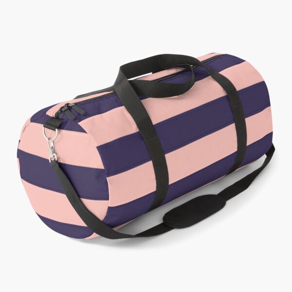 Medium NAVY BLUE and BABY PINK Horizontal STRIPES Duffle Bag