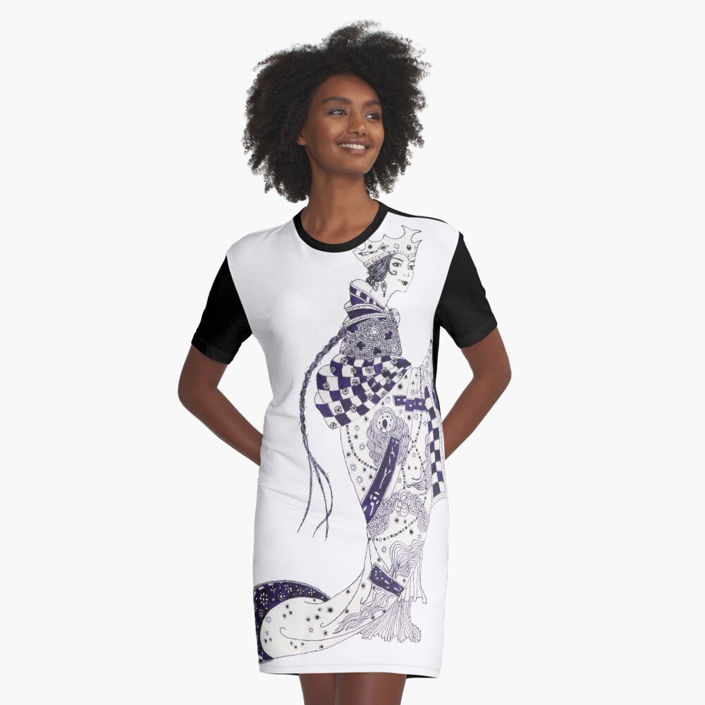 Inky Queen of the Orient Graphic T-Shirt Dress