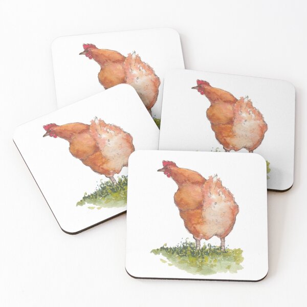 Item preview, Little Red Hen, Chicken Art, Watercolor, Chicken Seen from Back designed and sold by JoyfulWhimsy.