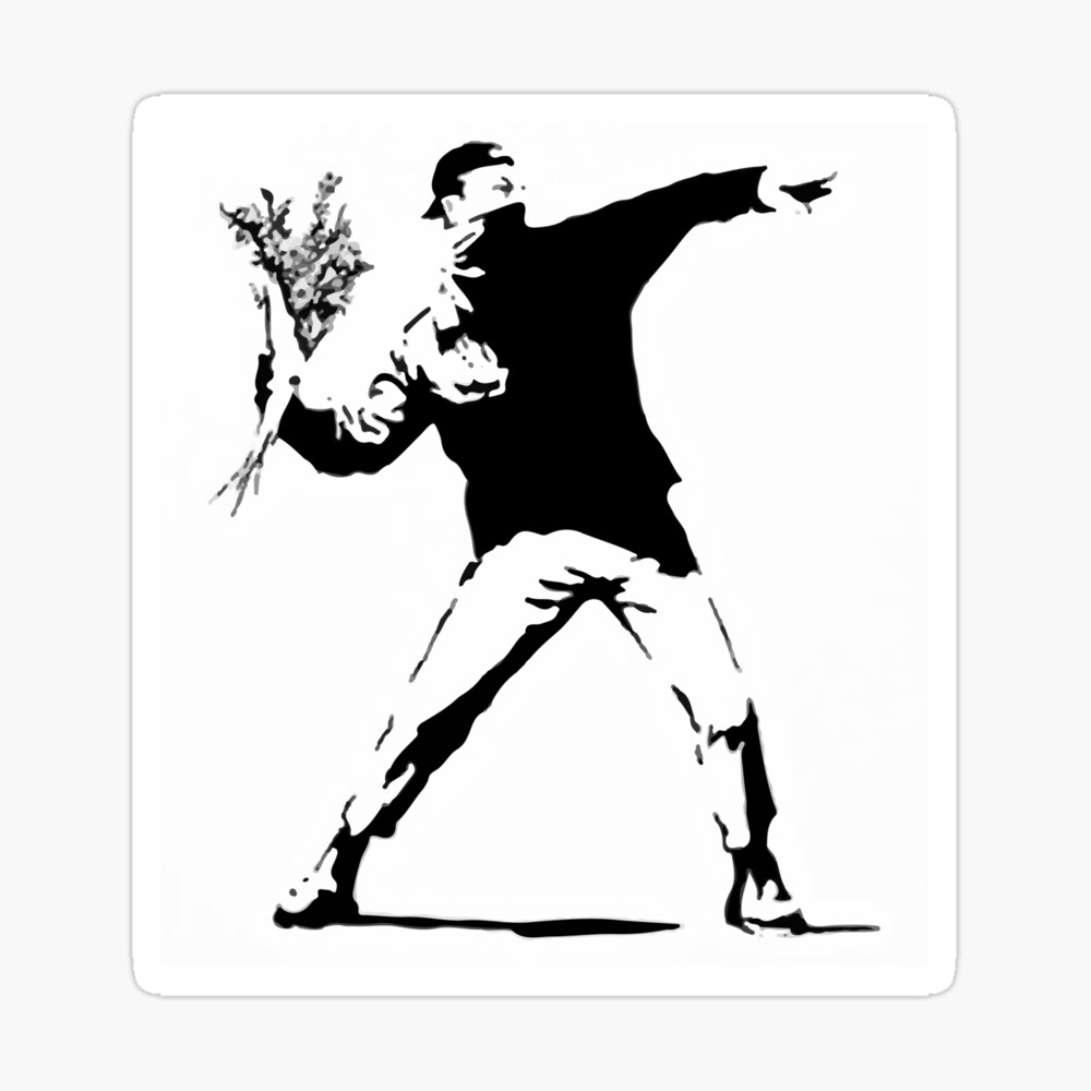 Rage Flower Bomber Stencil Black and White Poster