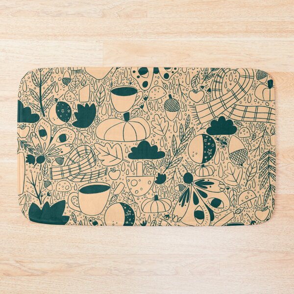 Item preview, Awesome Autumn Pattern - Dark Green & Peach designed and sold by AnArielleShop.