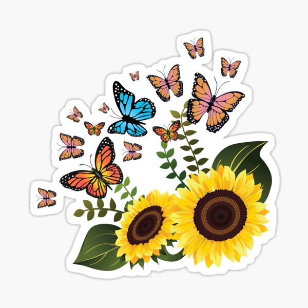 Sunflower Butterfly Decal - S0077 – Peachy Olive Glitters