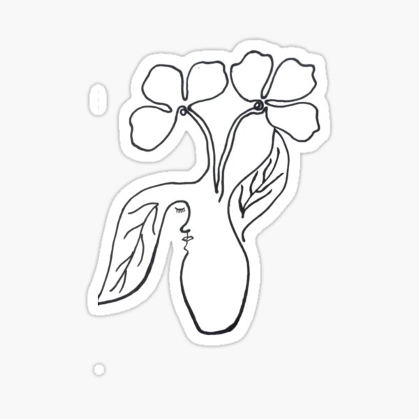 "Flower pot girl made with line drawing " Sticker for Sale by Ewry