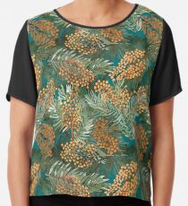 Sea buckthorn on teal Chiffon Top