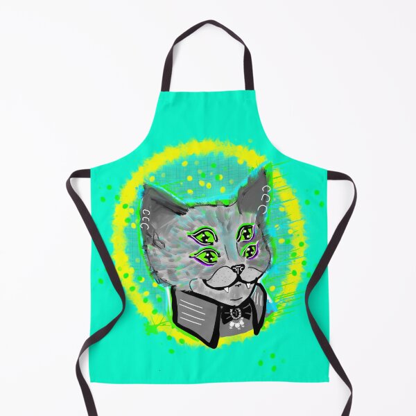 Item preview, Four eyed cat trippy bright blue designed and sold by DemonicGloom.