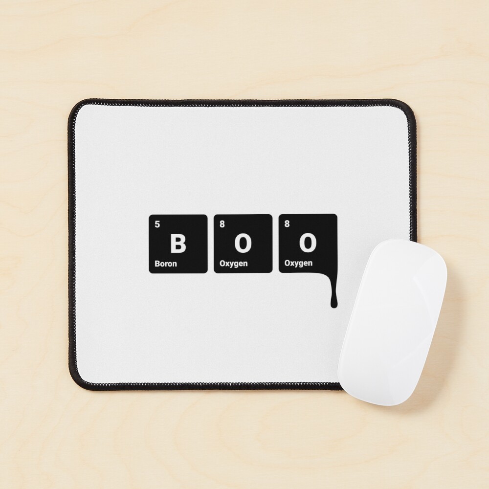 BOO! Scary Halloween Periodic Table Elements Boron Oxygen (Inverted) Mouse Pad