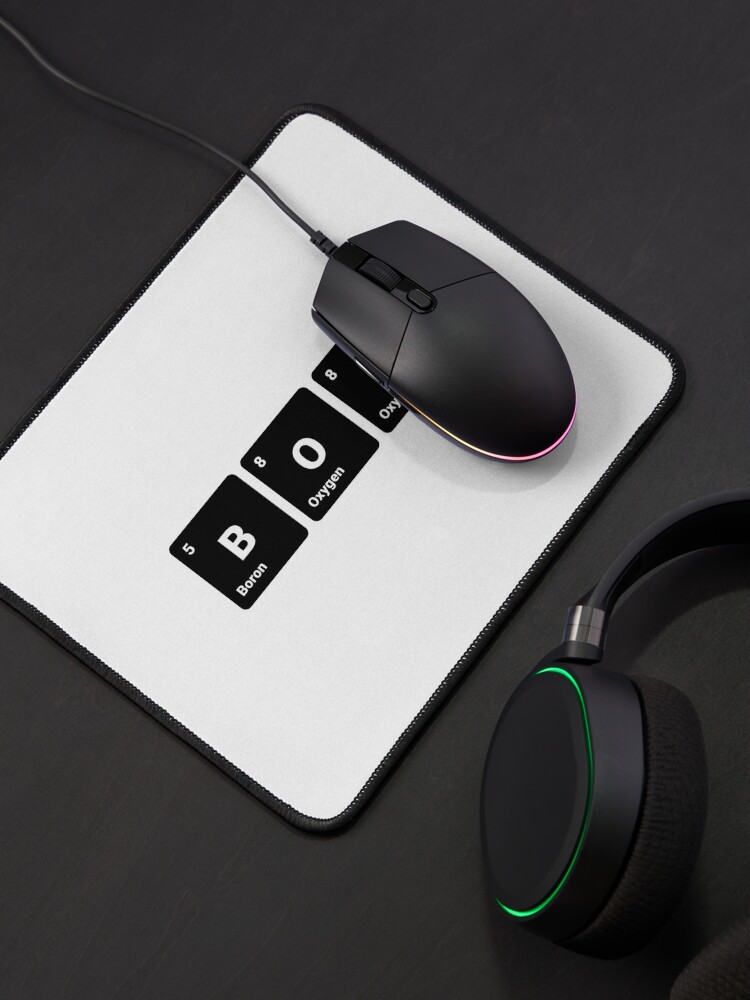 Alternate view of BOO! Scary Halloween Periodic Table Elements Boron Oxygen (Inverted) Mouse Pad