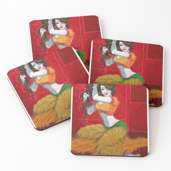 Beautiful Indian Woman Artwork BabyBee Coasters (Set of 4)