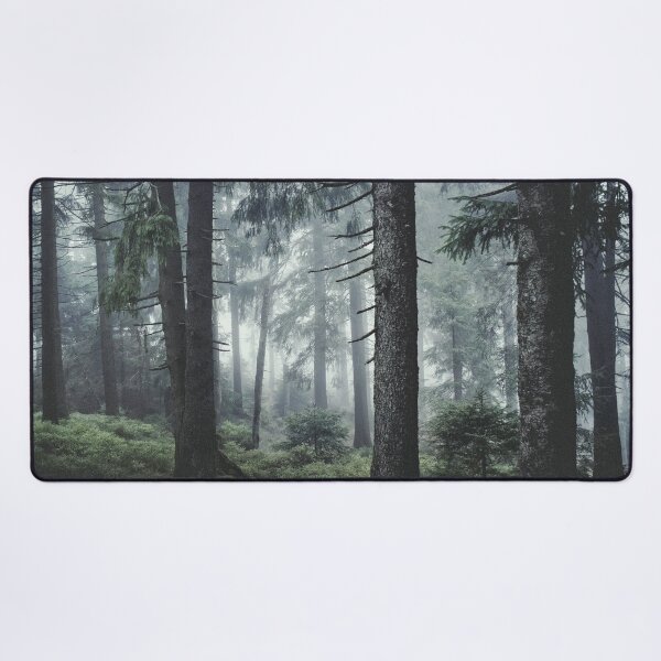 Vista previa del artículo con la obra «Path Vibes // Wild Romantic Misty Retro Fall Wilderness Fairytale Forest With Cascadia Trees Covered In Magic Blue Fog Season», diseñado y vendido por Tordis Kayma.