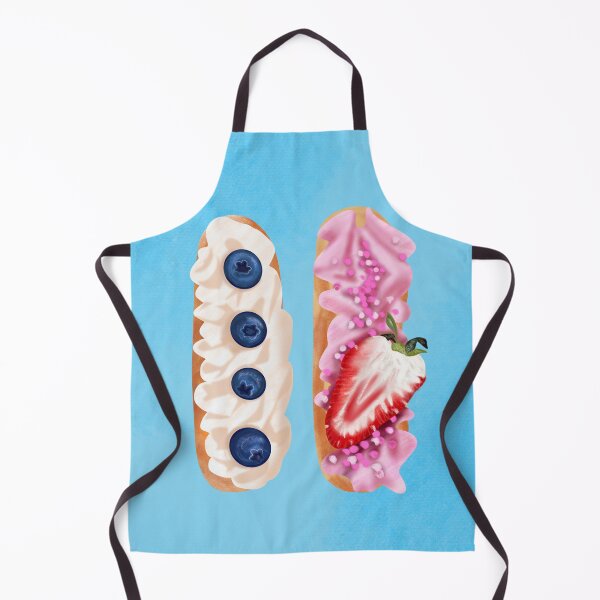 Item preview, Cakes eclairs with cream and berries digital illustration designed and sold by ElenaMorshinina.