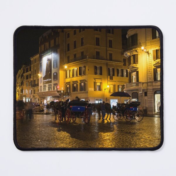 Item preview, Rainy Rome - Slo Mo Shoppers and Horse Carriages on Golden Piazza di Spagna designed and sold by Georgia Mizuleva.