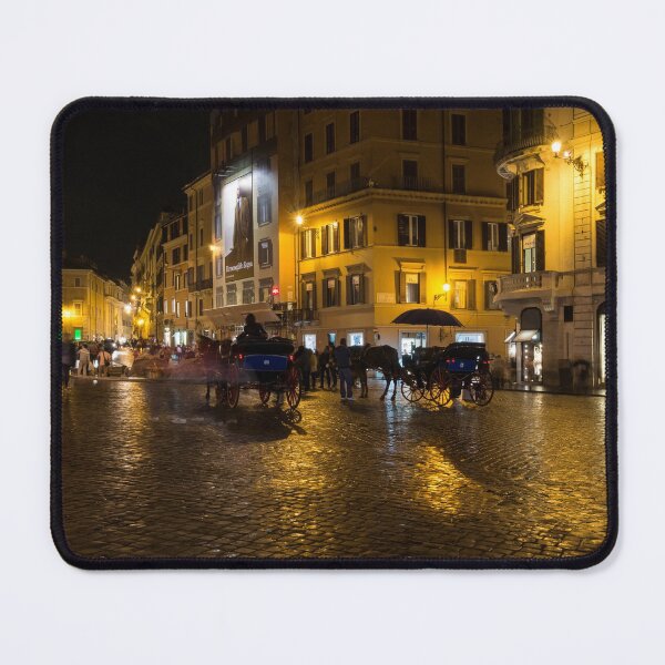 Item preview, Rainy Rome - Slo Mo Shoppers Horses and Carriages on Glowing Piazza di Spagna designed and sold by Georgia Mizuleva.