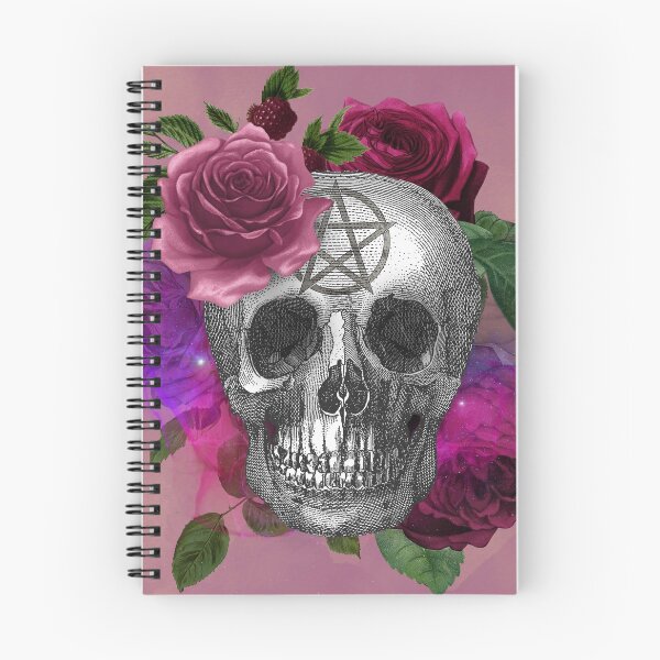 Item preview, Merry Death Gothic Halloween Skull with Roses - Pink Background 2 designed and sold by barronangMedia.