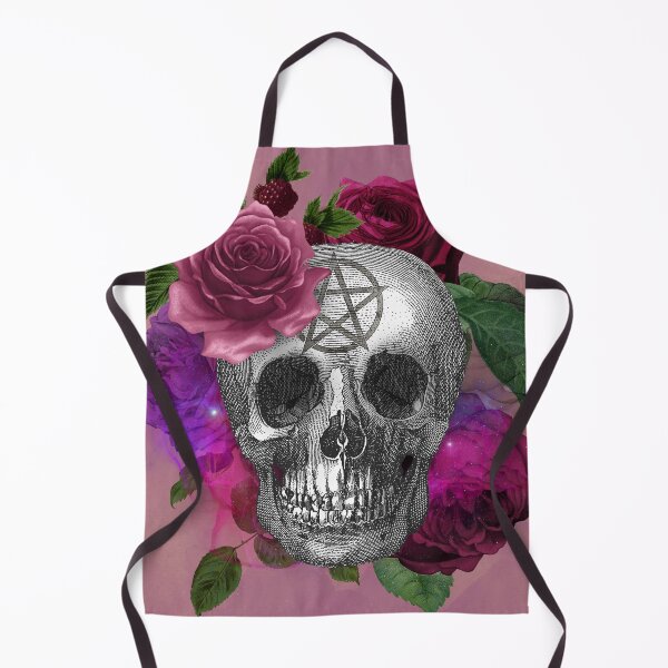 Item preview, Merry Death Gothic Halloween Skull with Roses - Pink Background 2 designed and sold by barronangMedia.