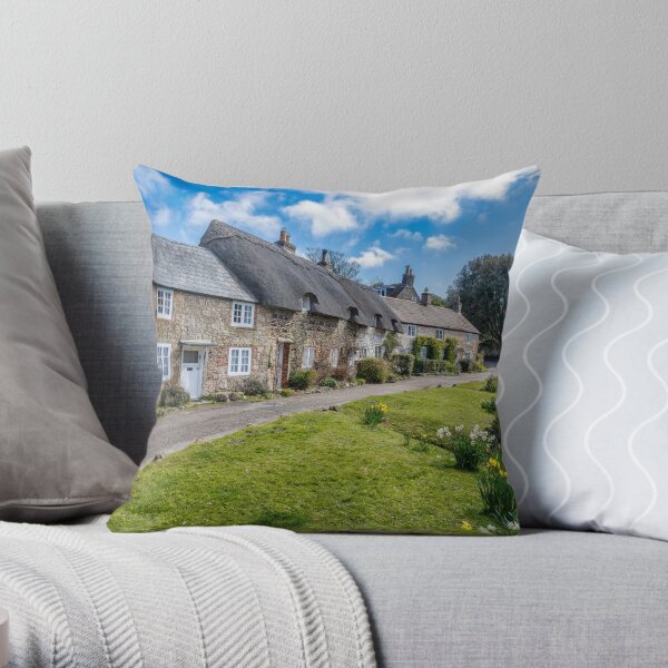 Daffodils At Winkle Street Isle Of Wight Throw Pillow