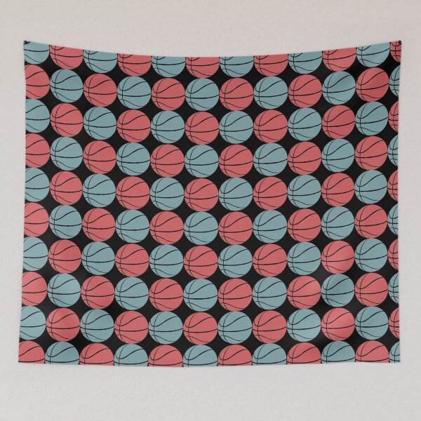 Item preview, teal and fiery red basketballs  designed and sold by aquanour.