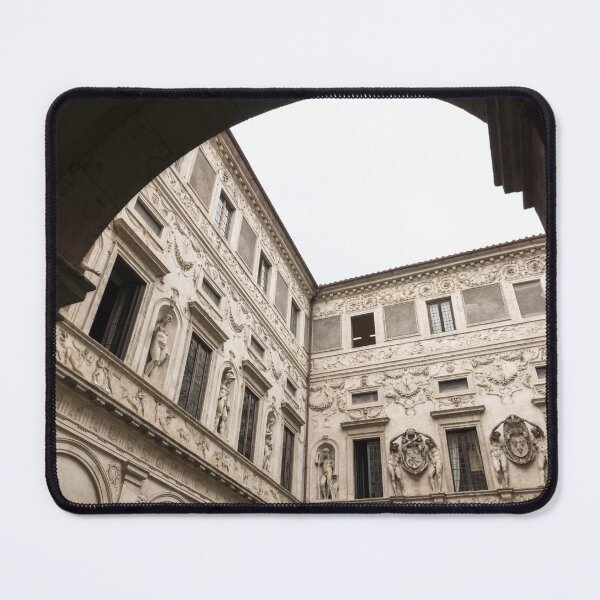 Item preview, Palatial Courtyard Framed - Opulent Walls with Statues Reliefs Friezes and Coats of Arms designed and sold by Georgia Mizuleva.