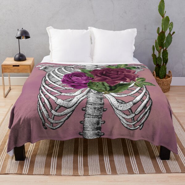 Item preview, Merry Death Gothic Halloween Skeleton with Roses - Pink Background designed and sold by barronangMedia.
