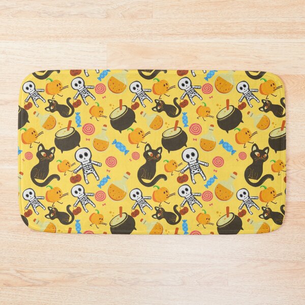 Item preview, Squash Goals Yellow Light Yellow Halloween Cat Skull Candy Pumpkin pattern designed and sold by IMYGREAT32.