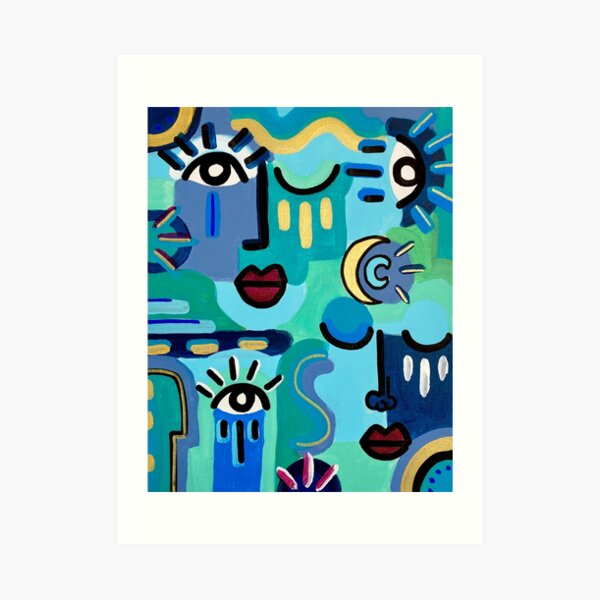 Abstract faces artwork for an original gift Art Print