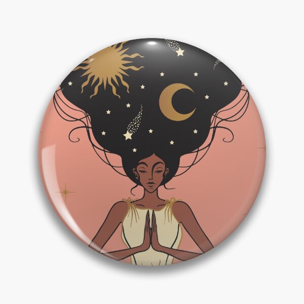Item preview, girl meditates and the universe is in her hair designed and sold by ShamanskaKate.
