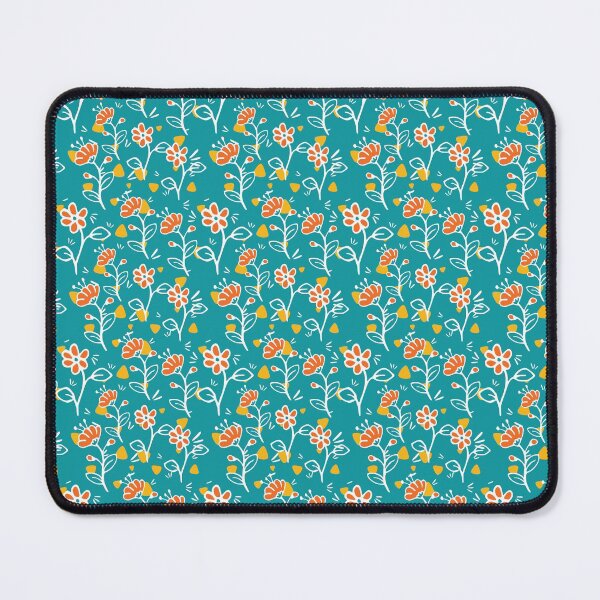 Item preview, Orange flowers over turquoise pattern designed and sold by RafaelLima7.