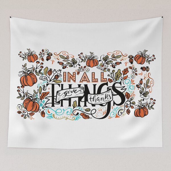 Item preview, IN ALL THINGS GIVE THANKS WITH PUMPKINS designed and sold by wildwhimsical.