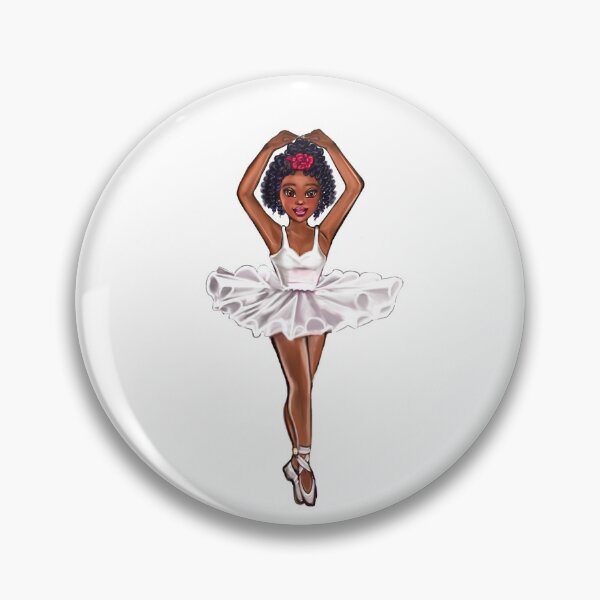 Item preview, African American ballerina in white tutu and pink rose - anime manga brown skin ballerina designed and sold by Artonmytee.