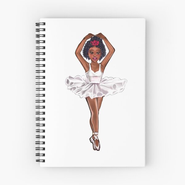 Item preview, African American ballerina in white tutu and pink rose - anime manga brown skin ballerina designed and sold by Artonmytee.