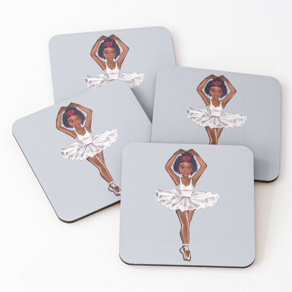 Item preview, African American ballerina in white tutu and pink rose - anime manga brown skin ballerina designed and sold by Artonmytee.