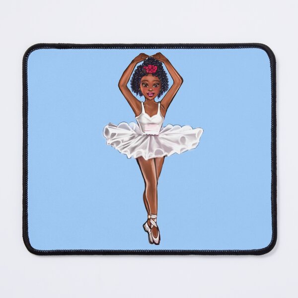 Item preview, African American ballerina in white tutu and pink rose - anime manga brown skin ballerina designed and sold by Artonmytee.
