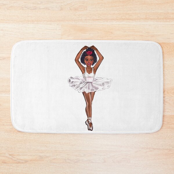 Item preview, African American ballerina in white tutu and pink rose - anime manga brown skin ballerina designed and sold by Artonmytee.