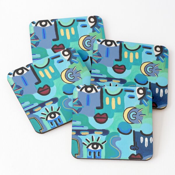 Item preview, Colorful abstract faces - Art print designed and sold by Ysivie.