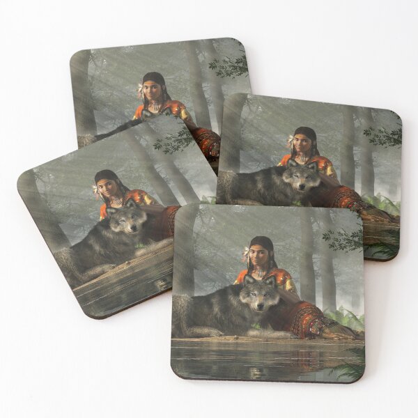 Item preview, Native American Woman and Wolf  designed and sold by Daniel Eskridge.